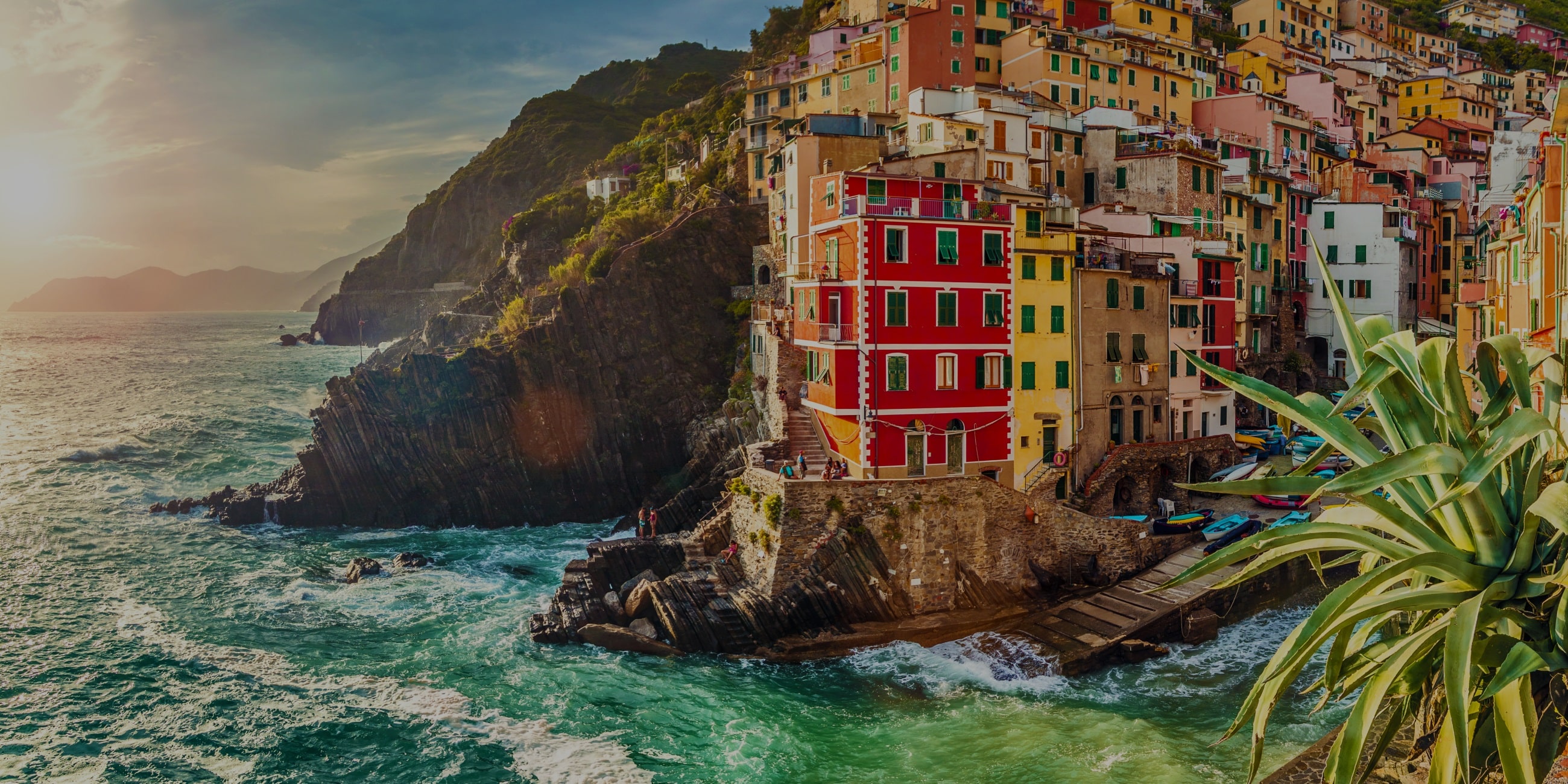 Sun rising over Parco Nazionale Delle Cinque Terre, Italy