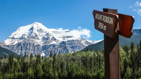 Sign leading to Mount Robson in British Columbia, Canada