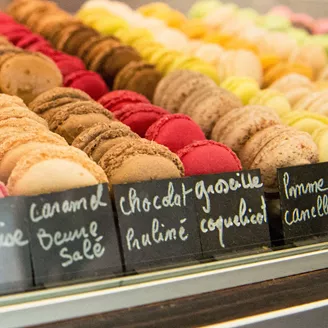 Macaroons on display in Paris, France