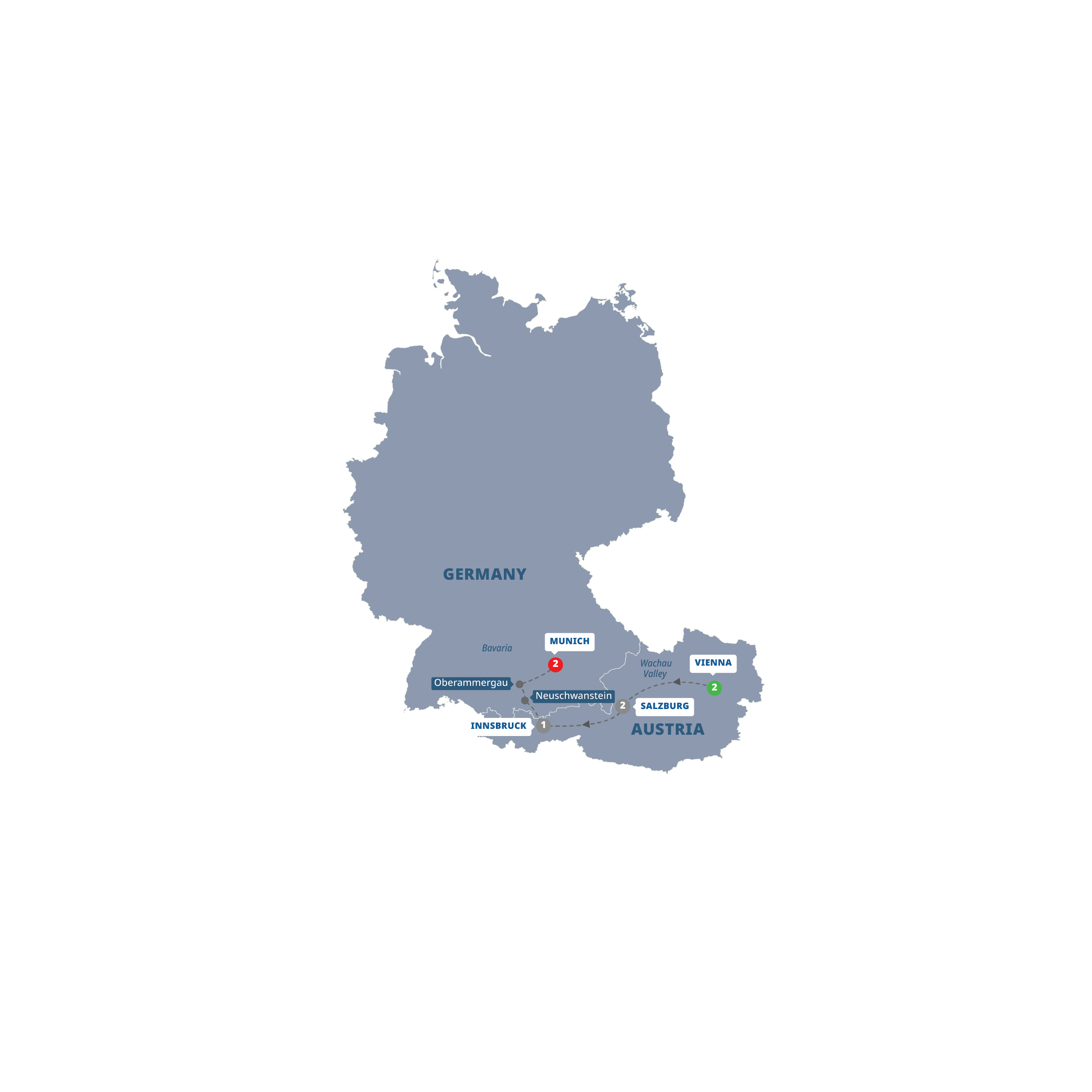 Map Christmas Markets Austria Bavaria Guided Tour W520 27