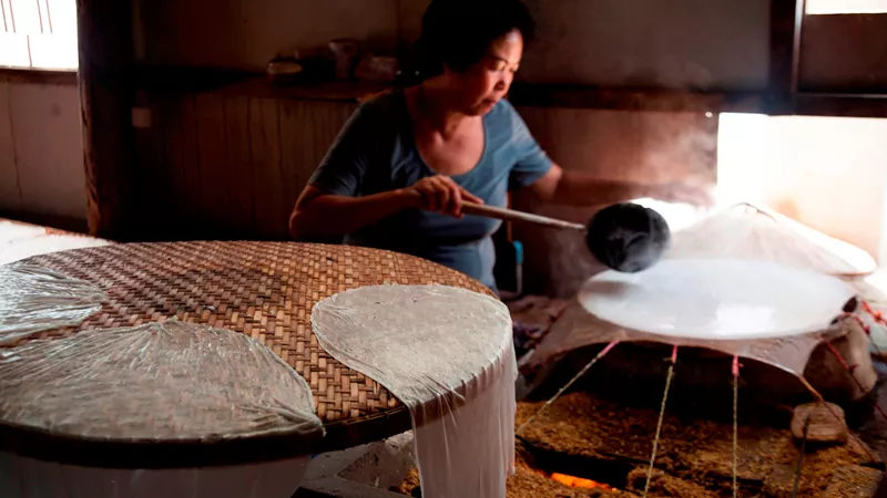 Rice Paper making Mekong Delta