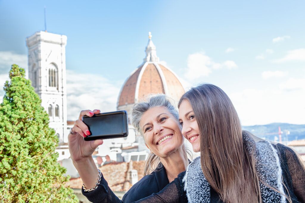 Mum And Daughter Taking Selfie With Florence Dome