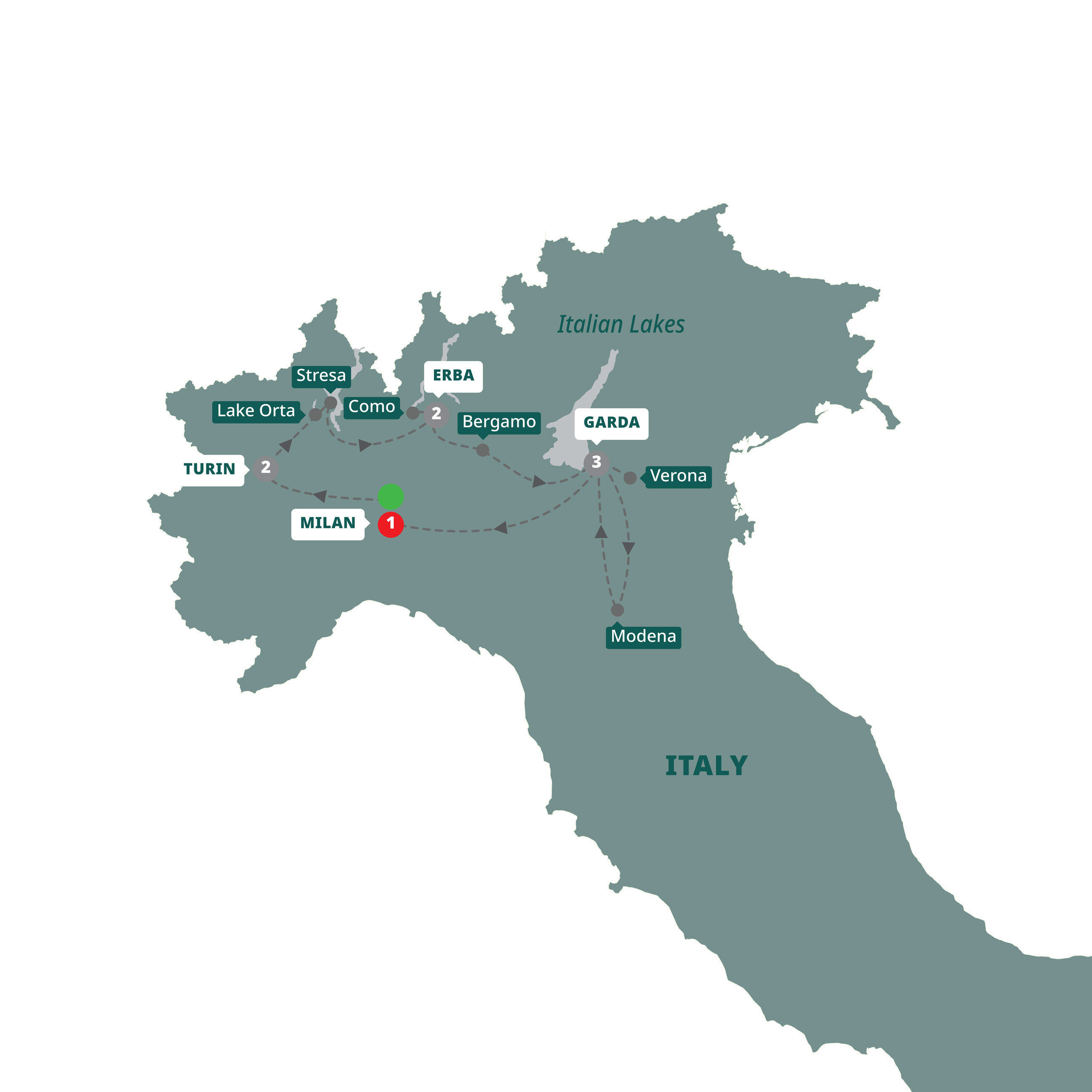 Best Italian Lakes Guided Tour Map 2026