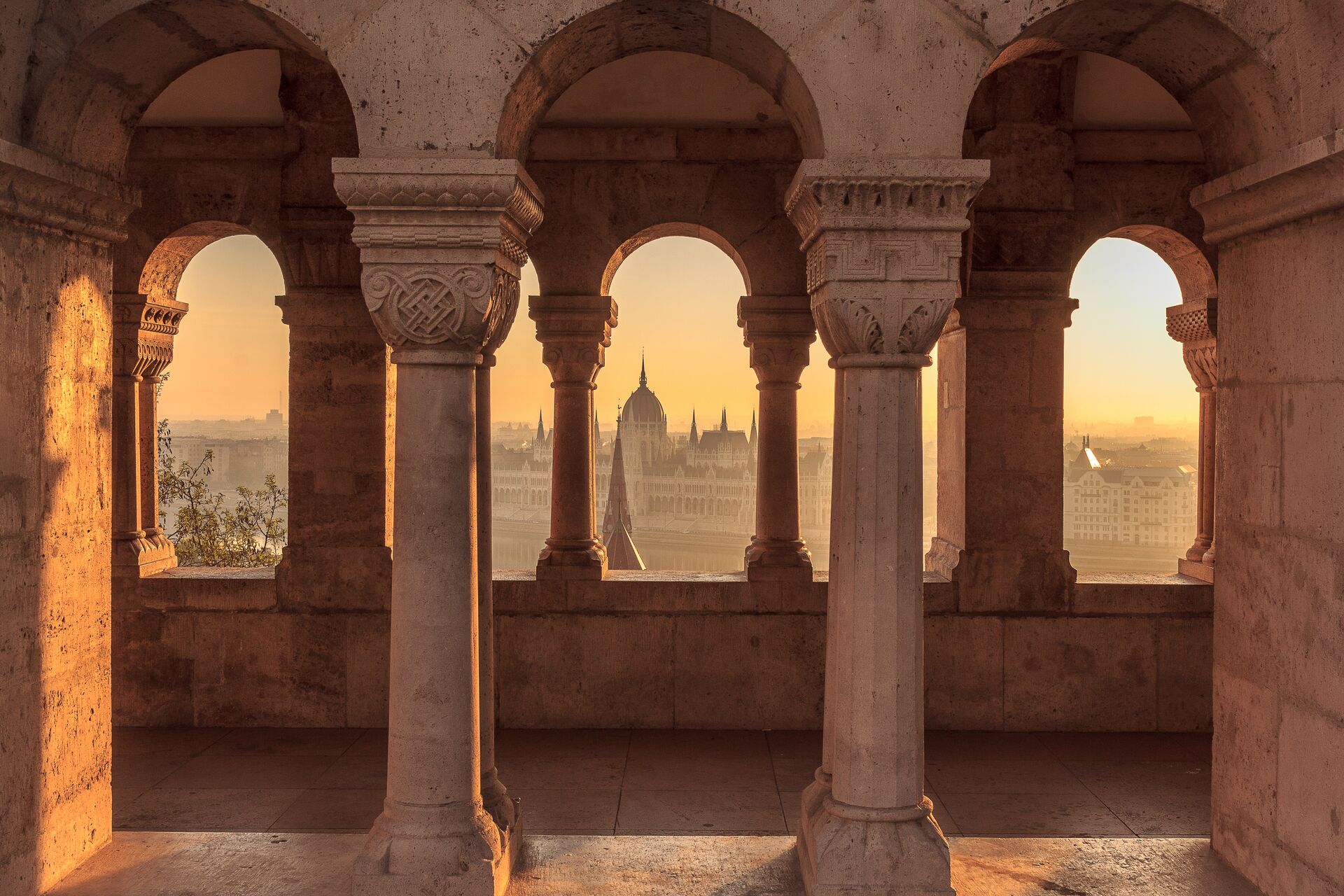 Budapest parliament building as seen from the Fisherman's Bastion in Budapest, Hungary