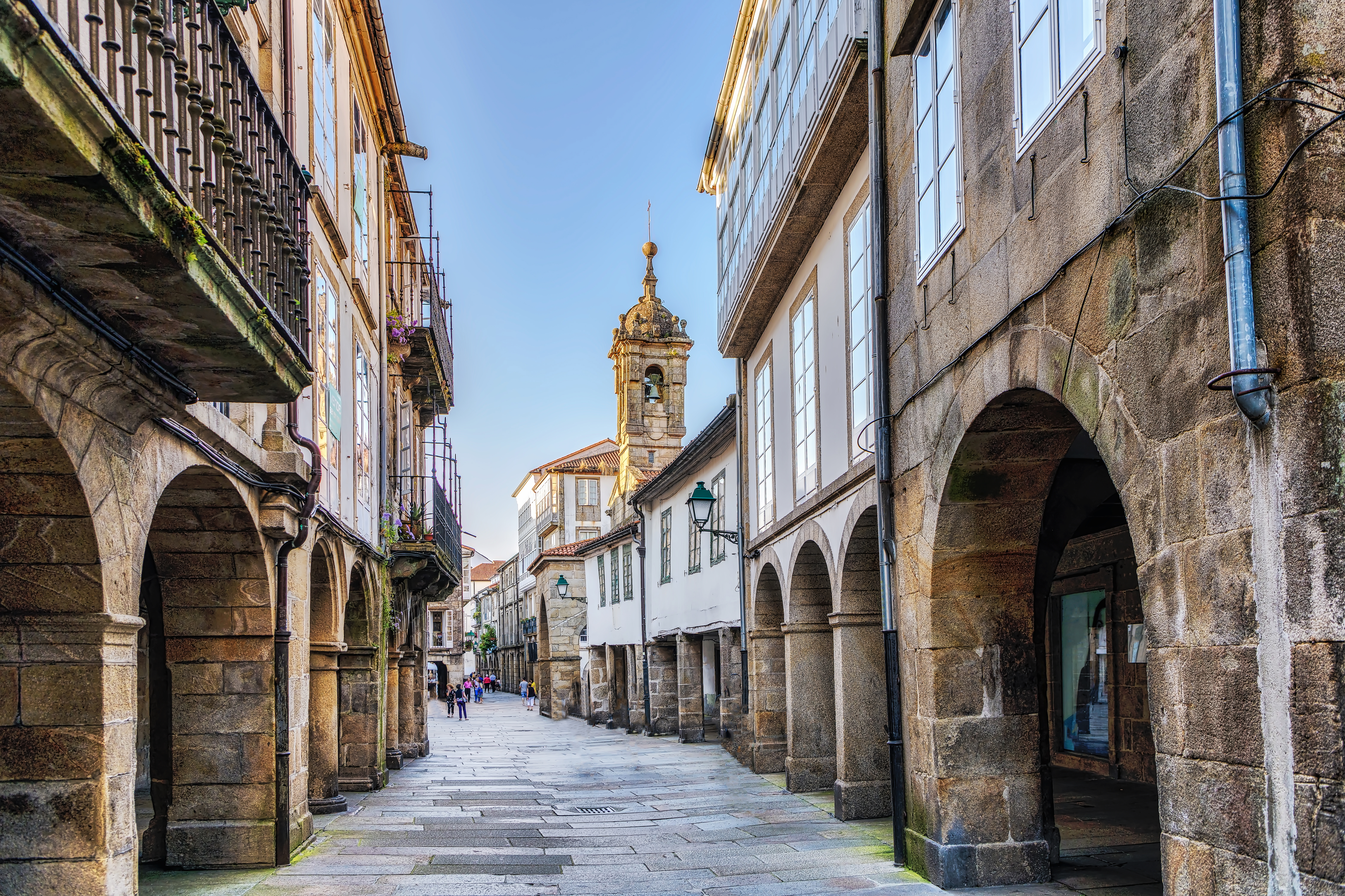 View Of Street In Old Town Santiago De Compostela, Spain 1008477860