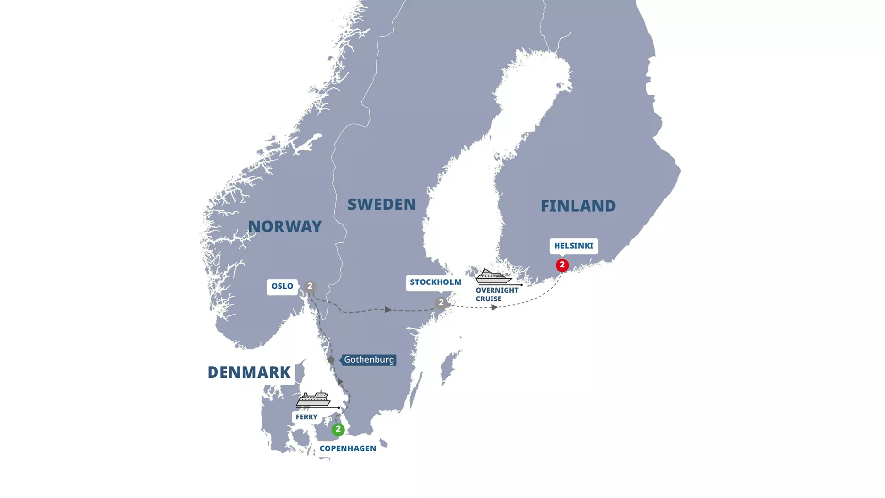 Capitals Scandinvia Guided Tour Map