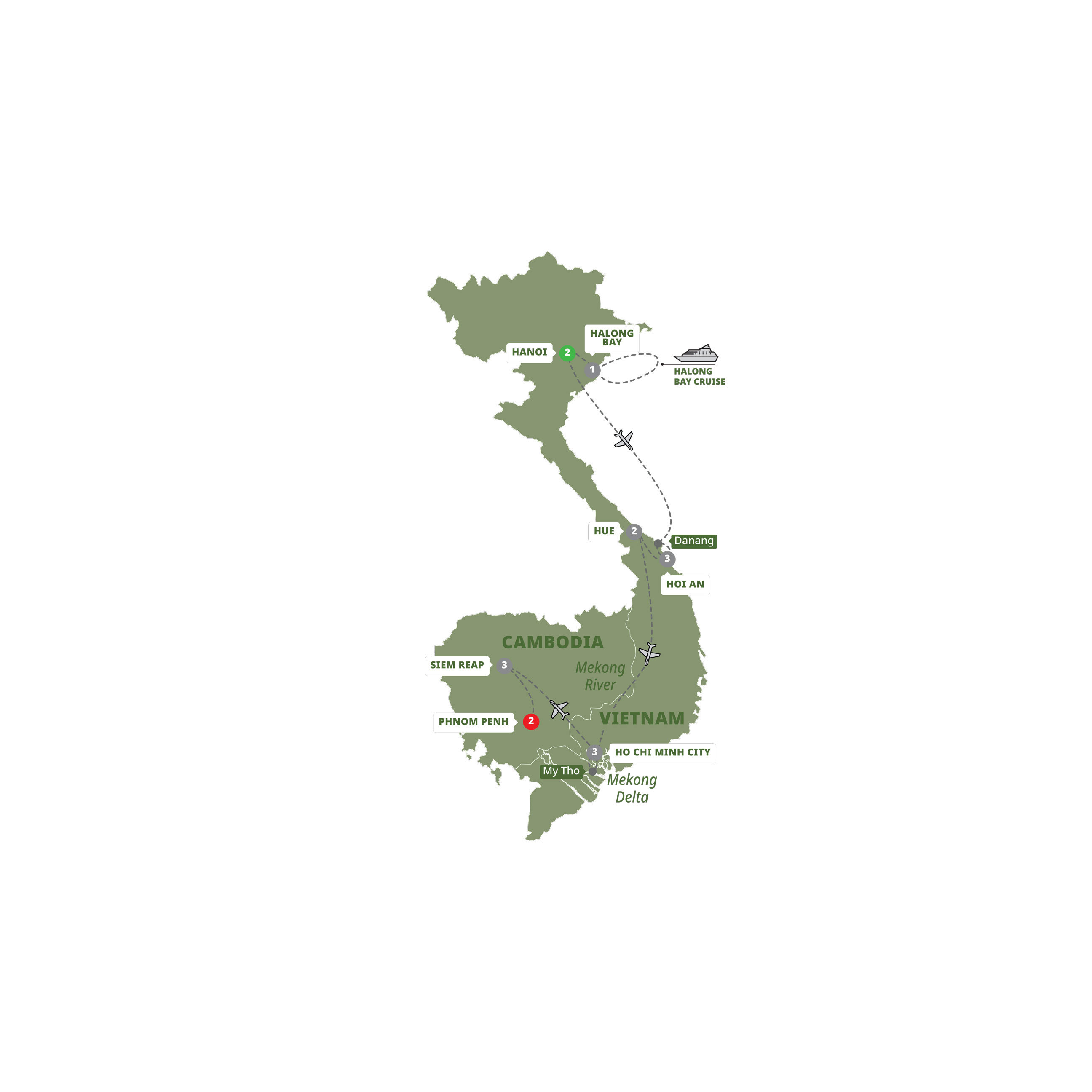 Vietnam Cambodia Uncovered Guided Tour Map 2026
