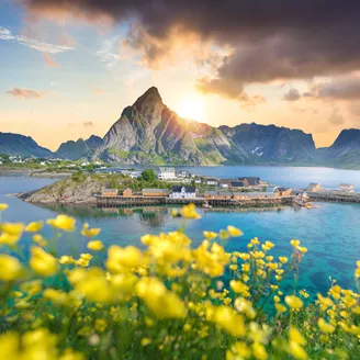 Panoramic View Of Lofoten Islands In Norway