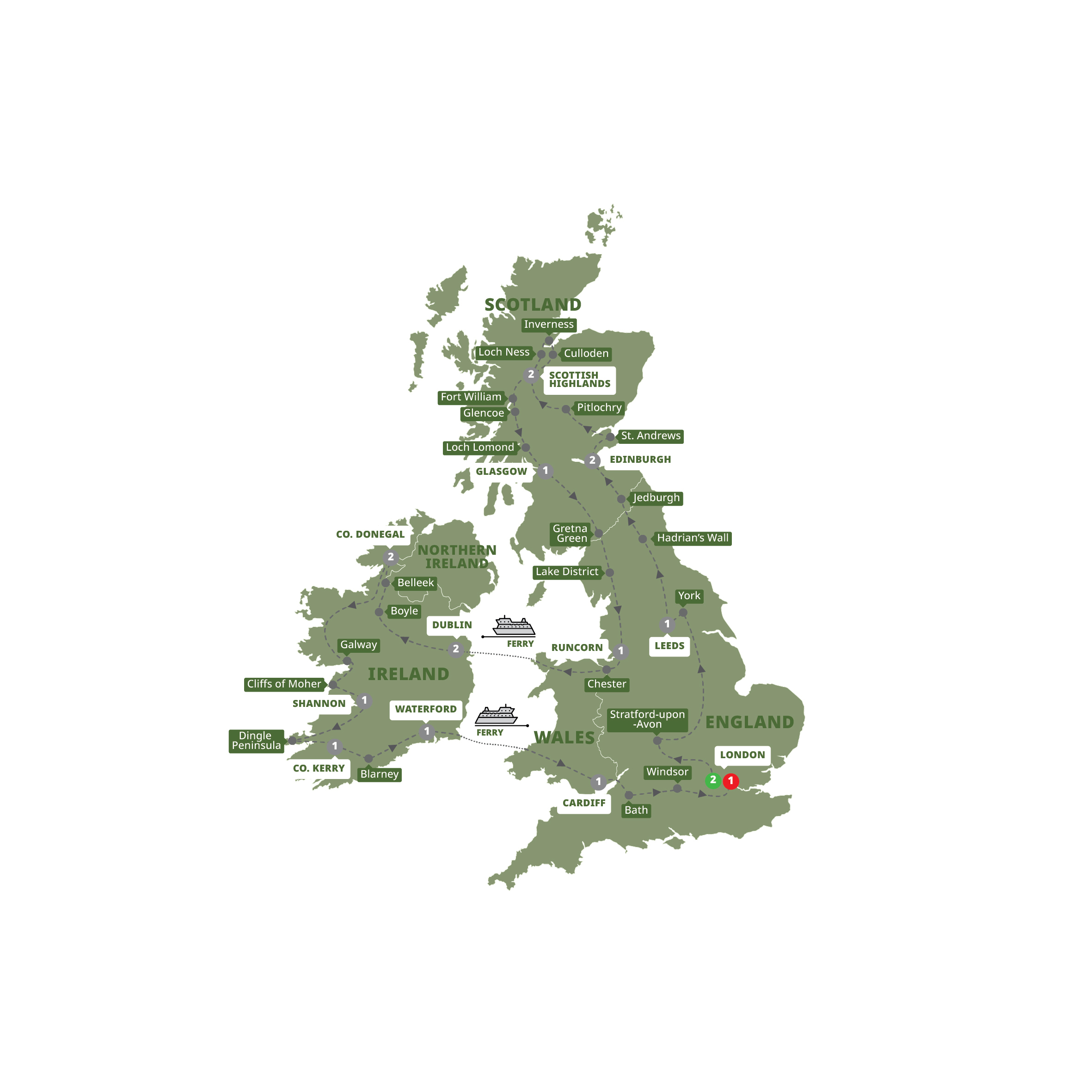 Britain Ireland Explorer US Guided Tour Map 2027 BIXP