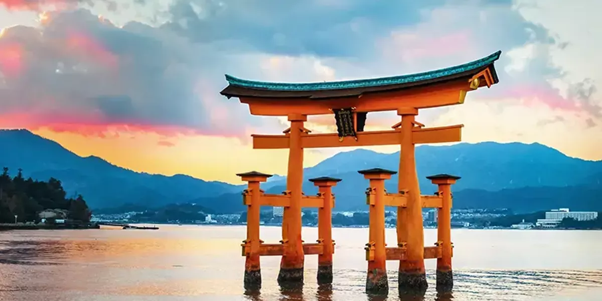 Great Floating Torii Gate On Miyajima Island, Japan