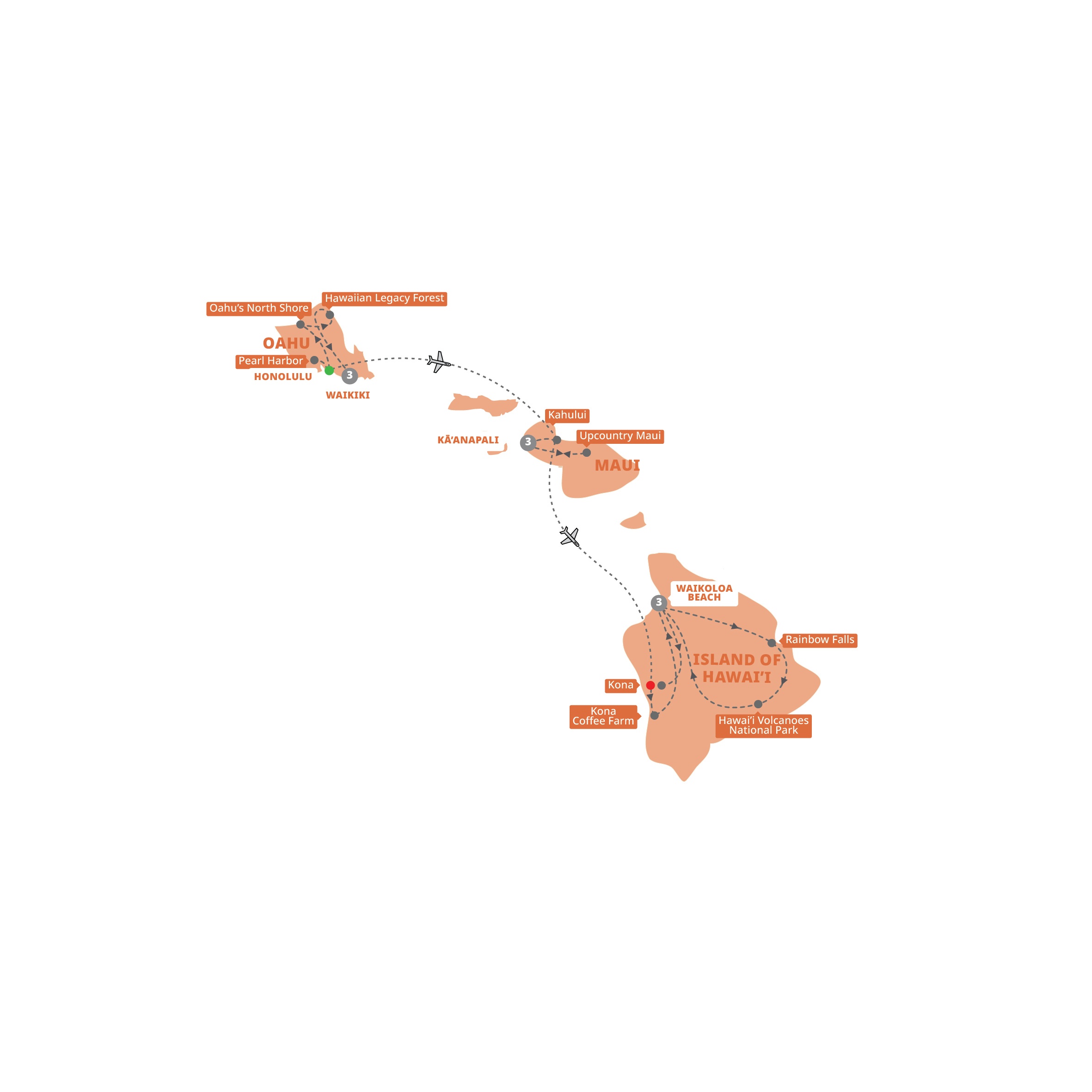 Map Hawaii With Oahu Maui And Kona APARK 27