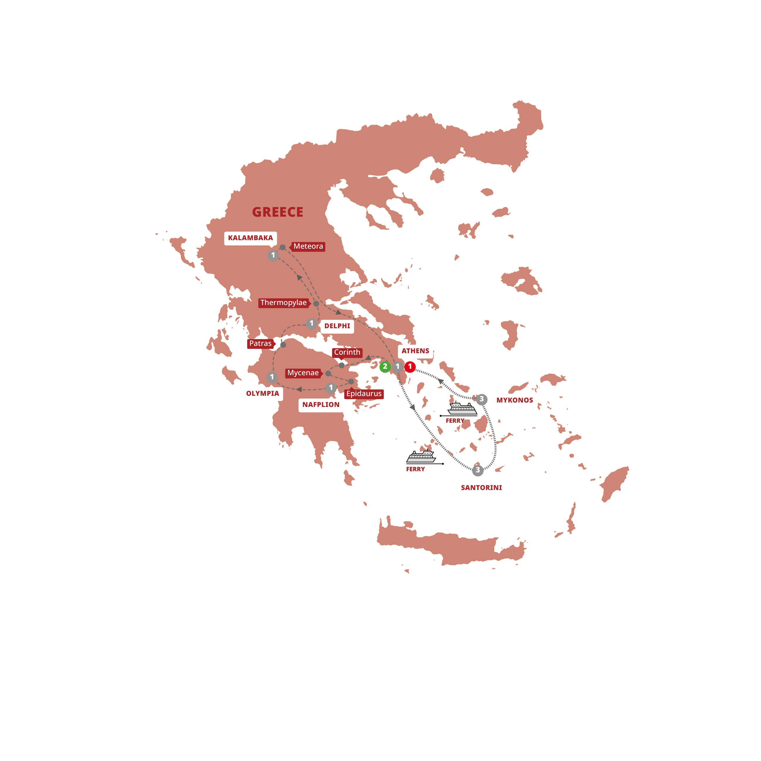 Best Greece Island Hopper Guided Tour Map