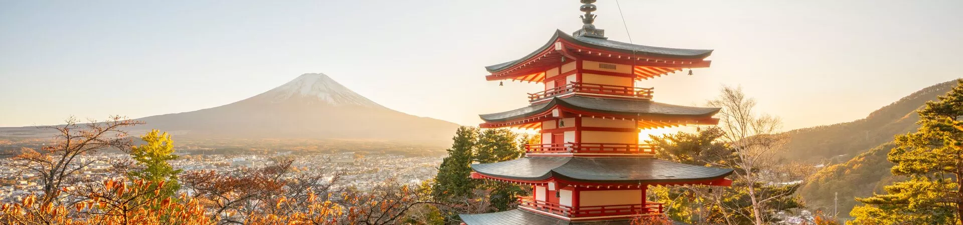 Large Chureito Pagoda And Mtfuji At Sunset