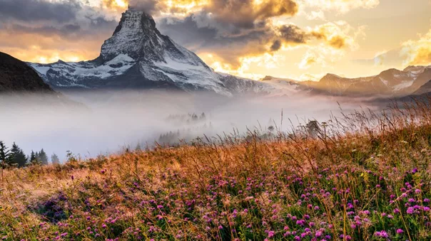 Matterhorn Peak At Misty Dawn Zermatt, Switzerland 1186668189