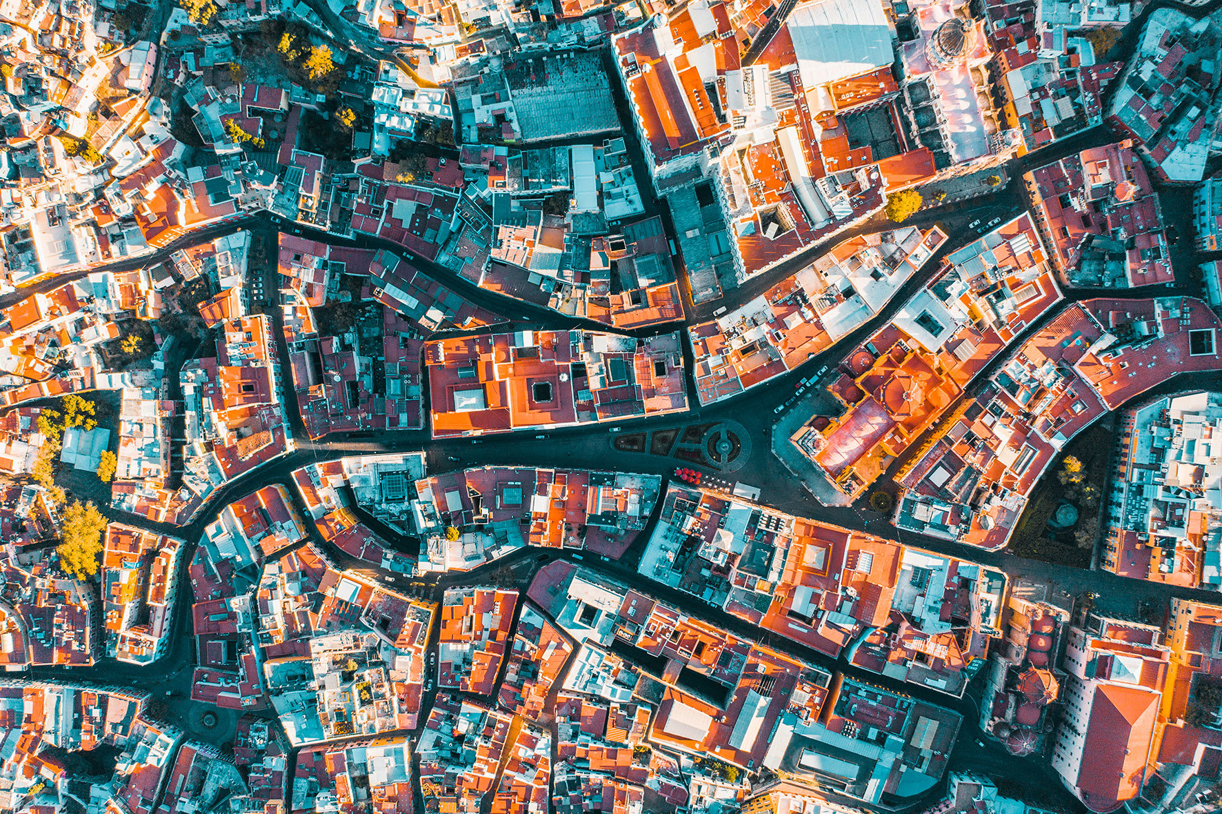 Aerial View of Colorful Old Town Guanajuato, Guanajuato, Mexico