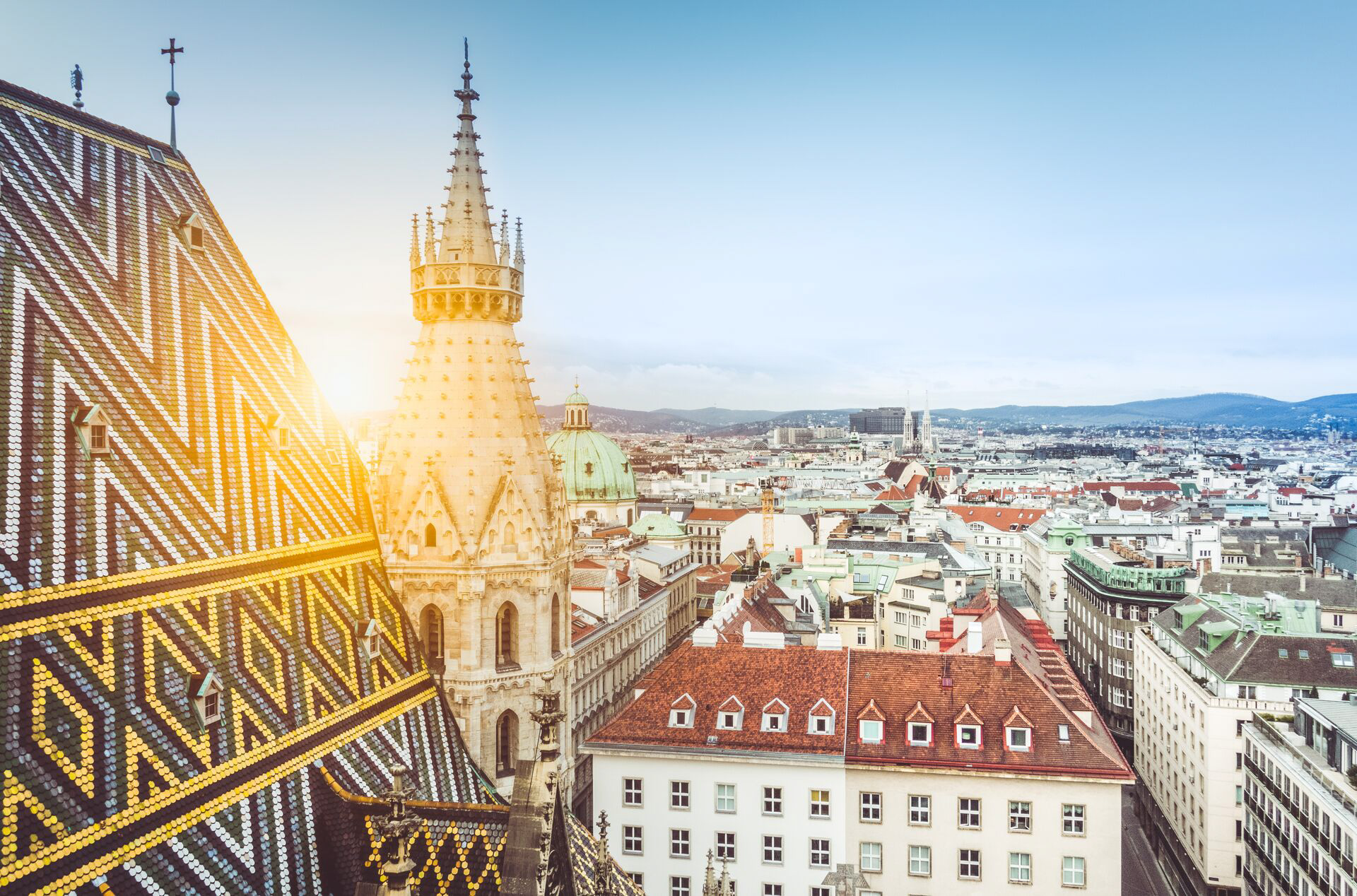 Vienna Skyline With St Stephen's Cathedral Roof, Austria 