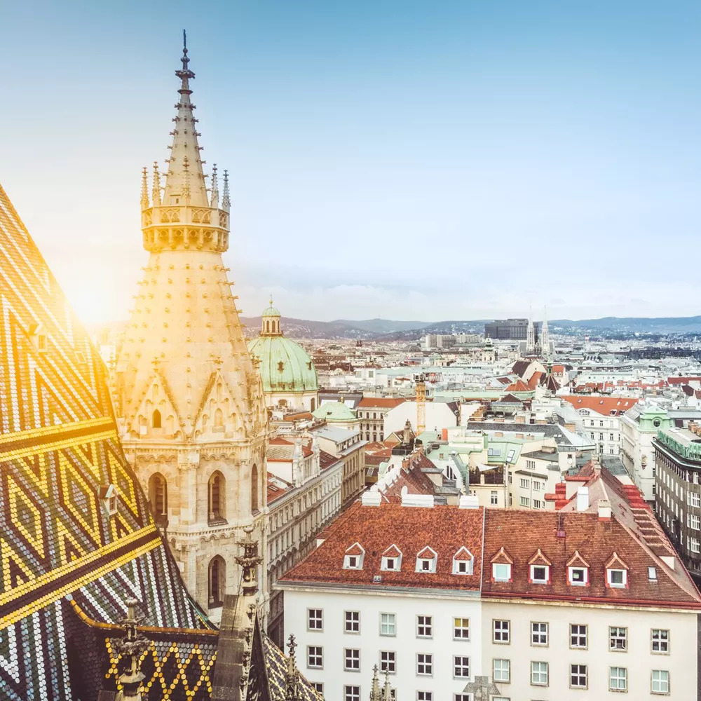 Vienna Skyline With St Stephen's Cathedral Roof, Austria 