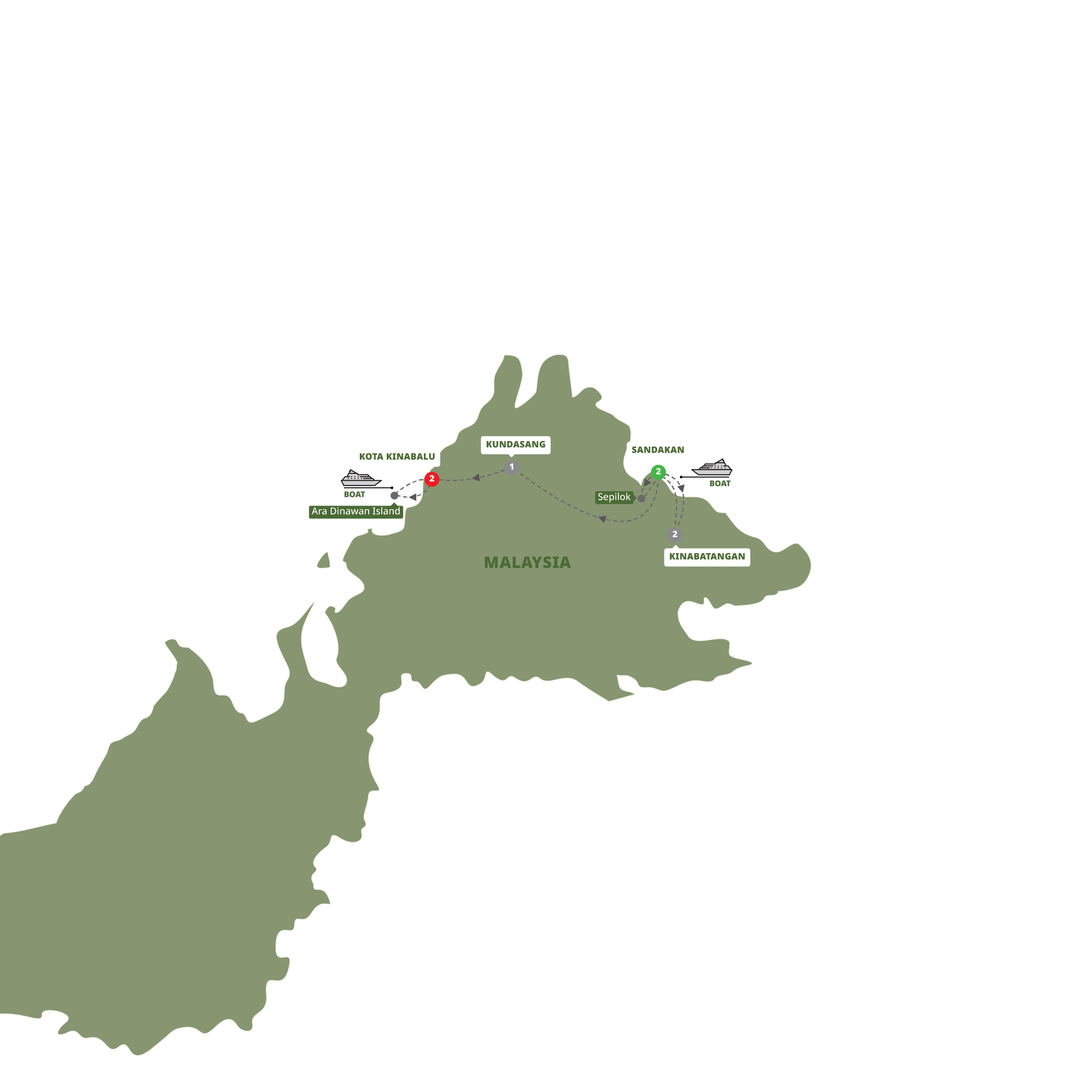 Borneo Explorer Guided Tour Map 2027