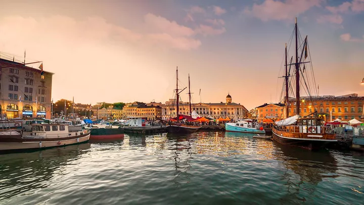 Boats at port in Helsinki, Finland