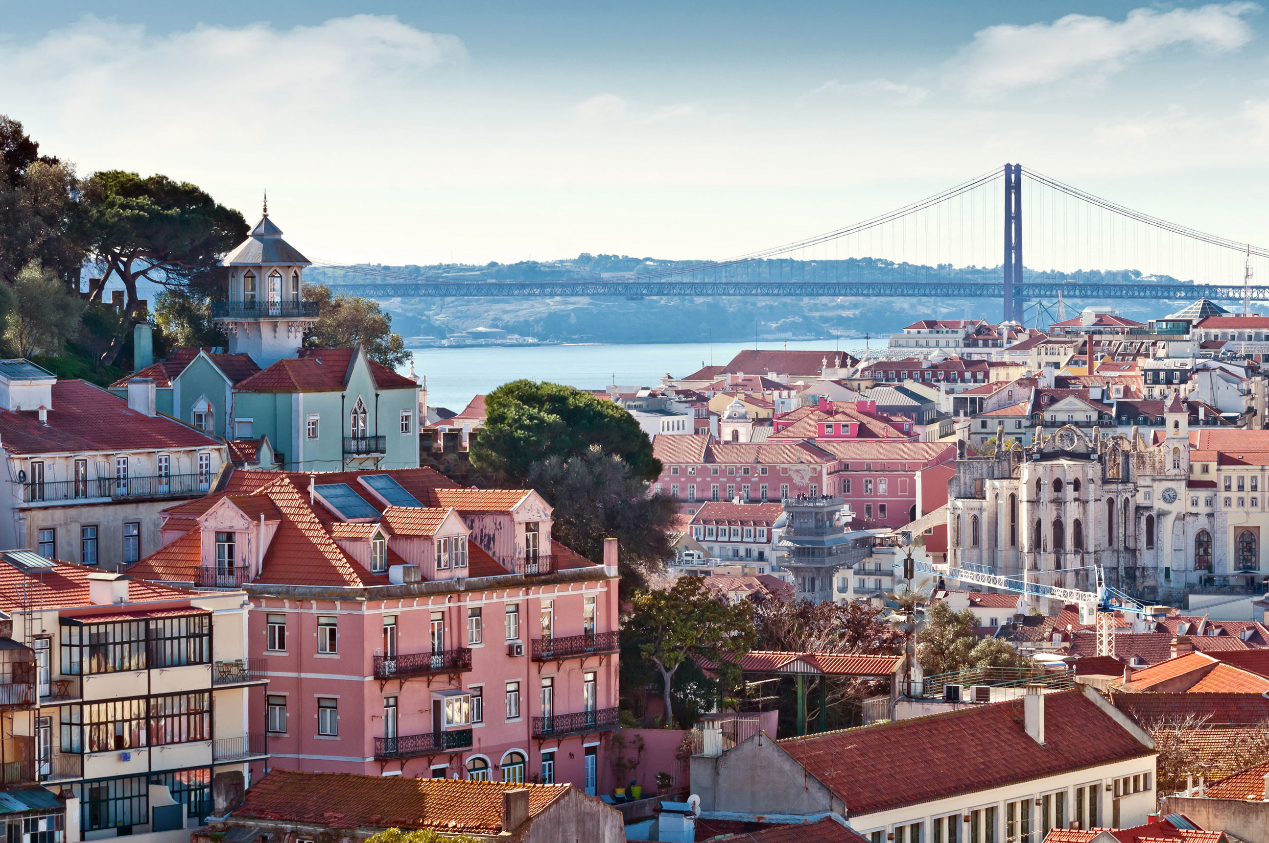 The urban skyline of Lisbon, Portugal