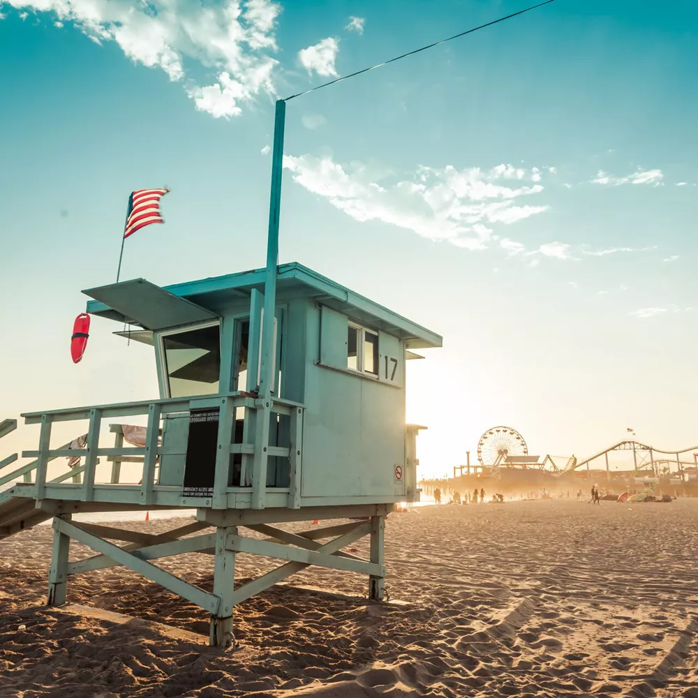 sultana tours brochure 2023 Lifeguard cabin on Santa Monica Beach, California
