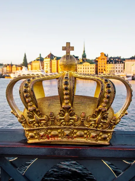 Stockholm Skeppsholmsbron Bridge Golden Crown, Sweden