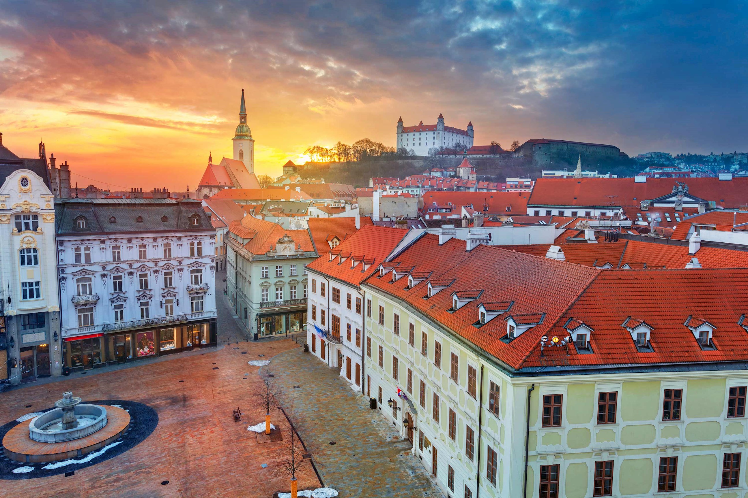 A sunset view of Bratislava, Slovakia