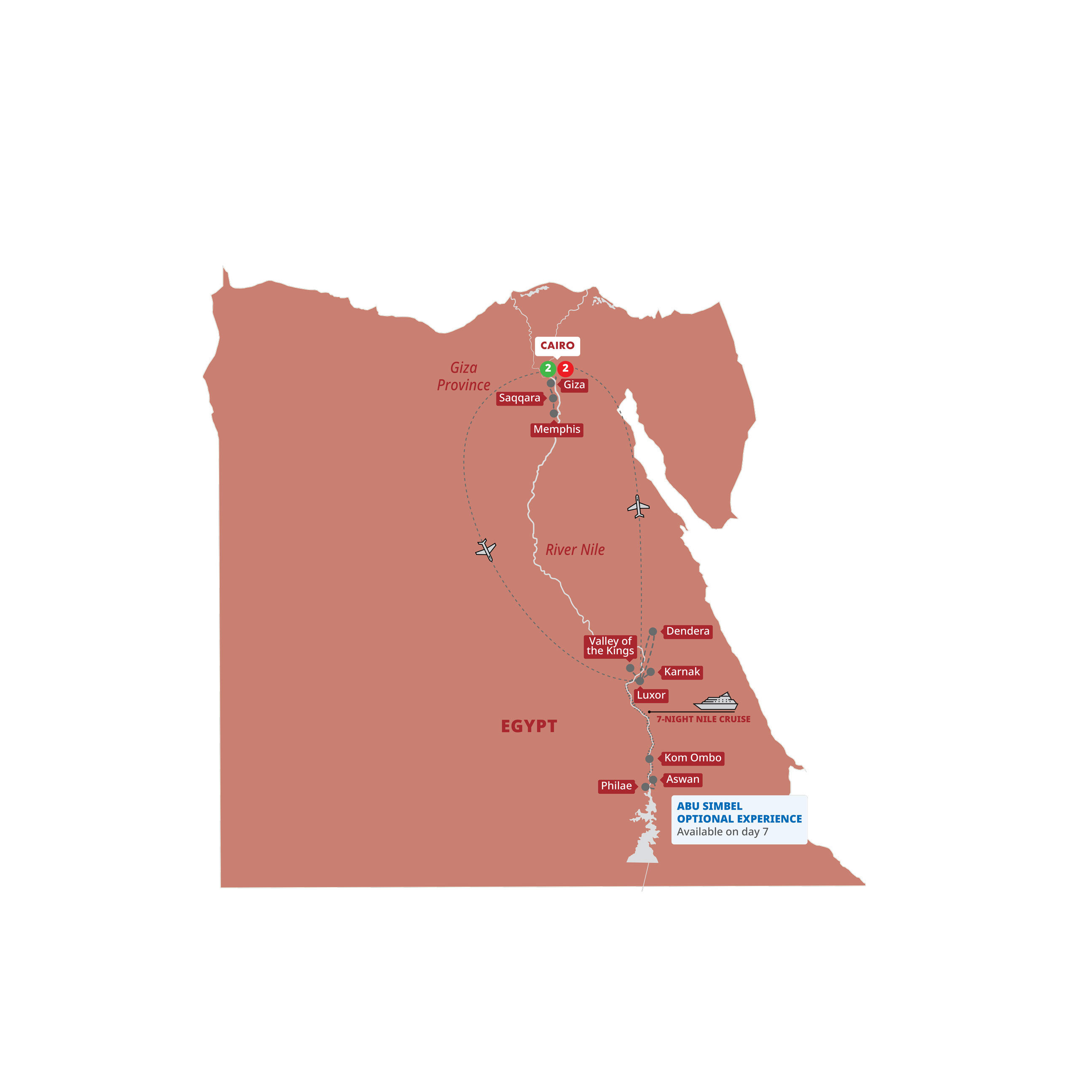 Wonders Ancient Egypt Guided Tour Map 2025
