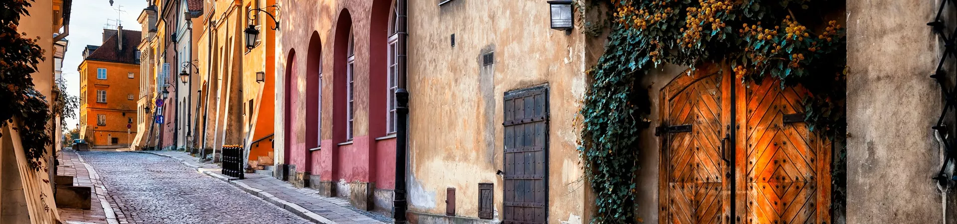 Website Banner Autumn View Of The Birch Street In The Morning In Warsaw's Old Town, Poland 1045577600 Poland