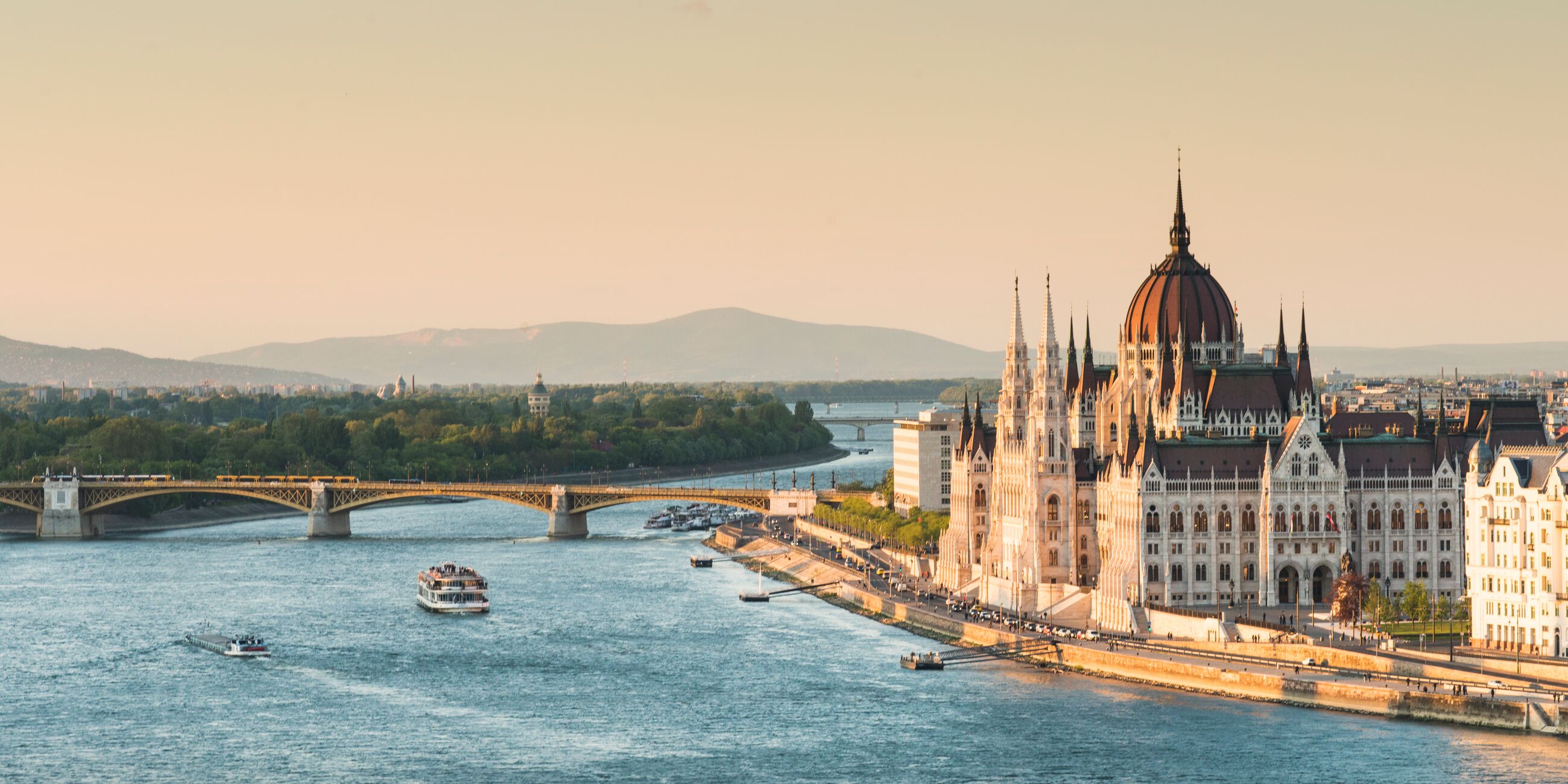 Budapest's impressive parliament building on the shores of the River Danube in Hungary