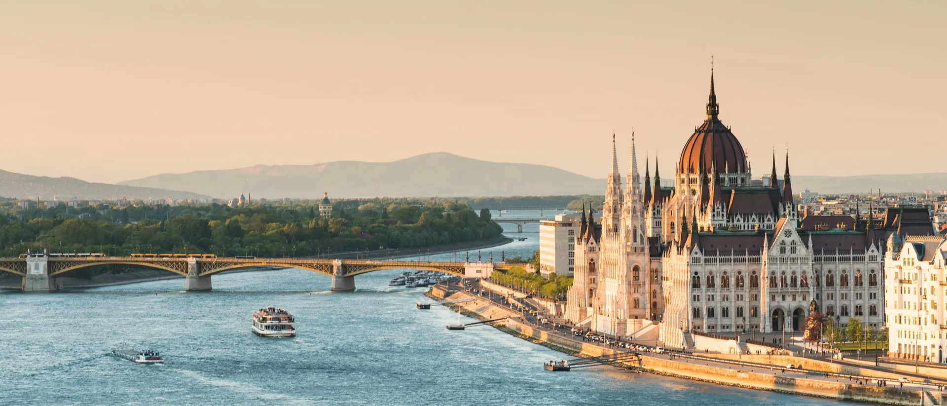 Budapest's impressive parliament building on the shores of the River Danube in Hungary