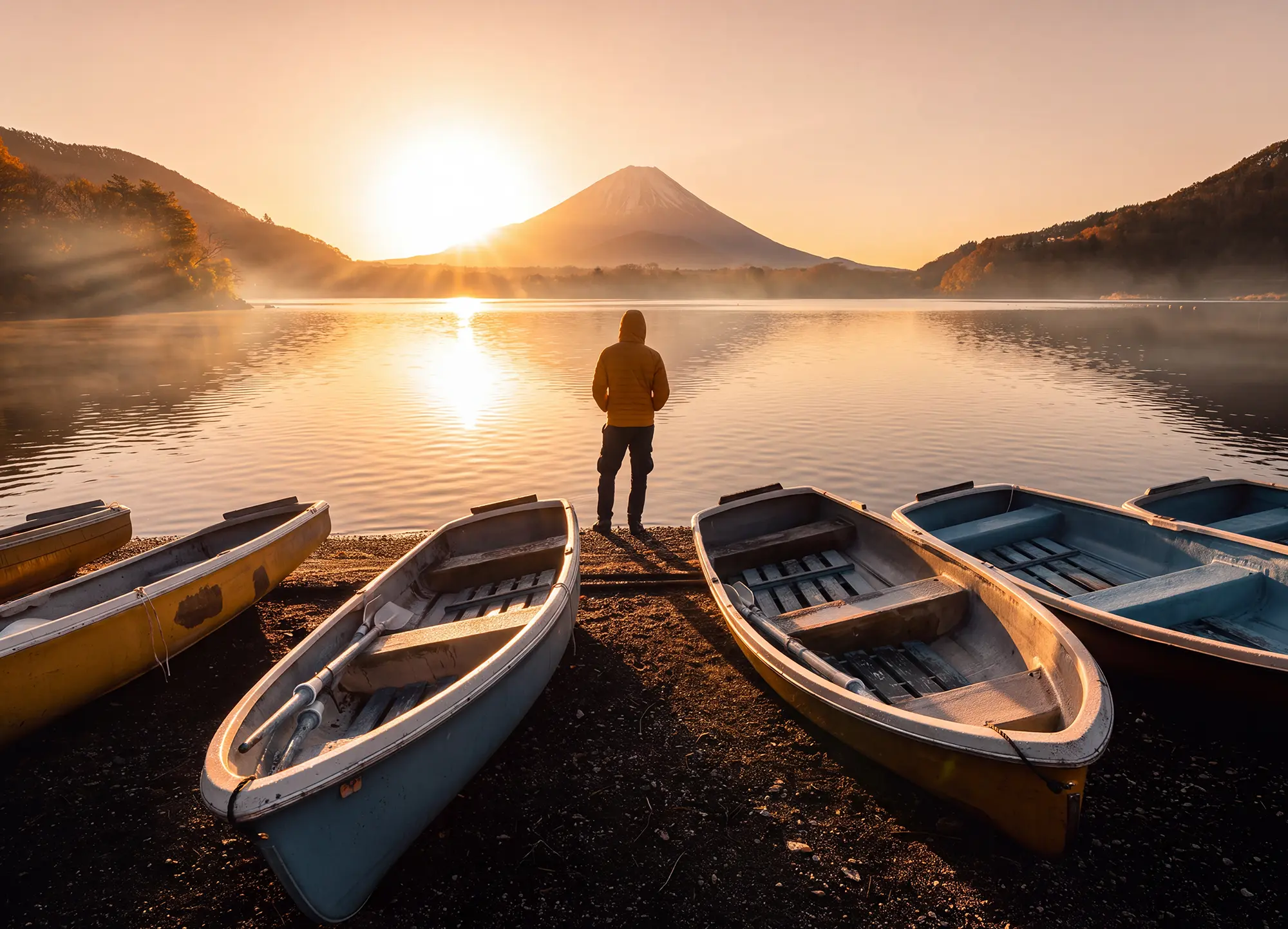 Man on the lake shore
