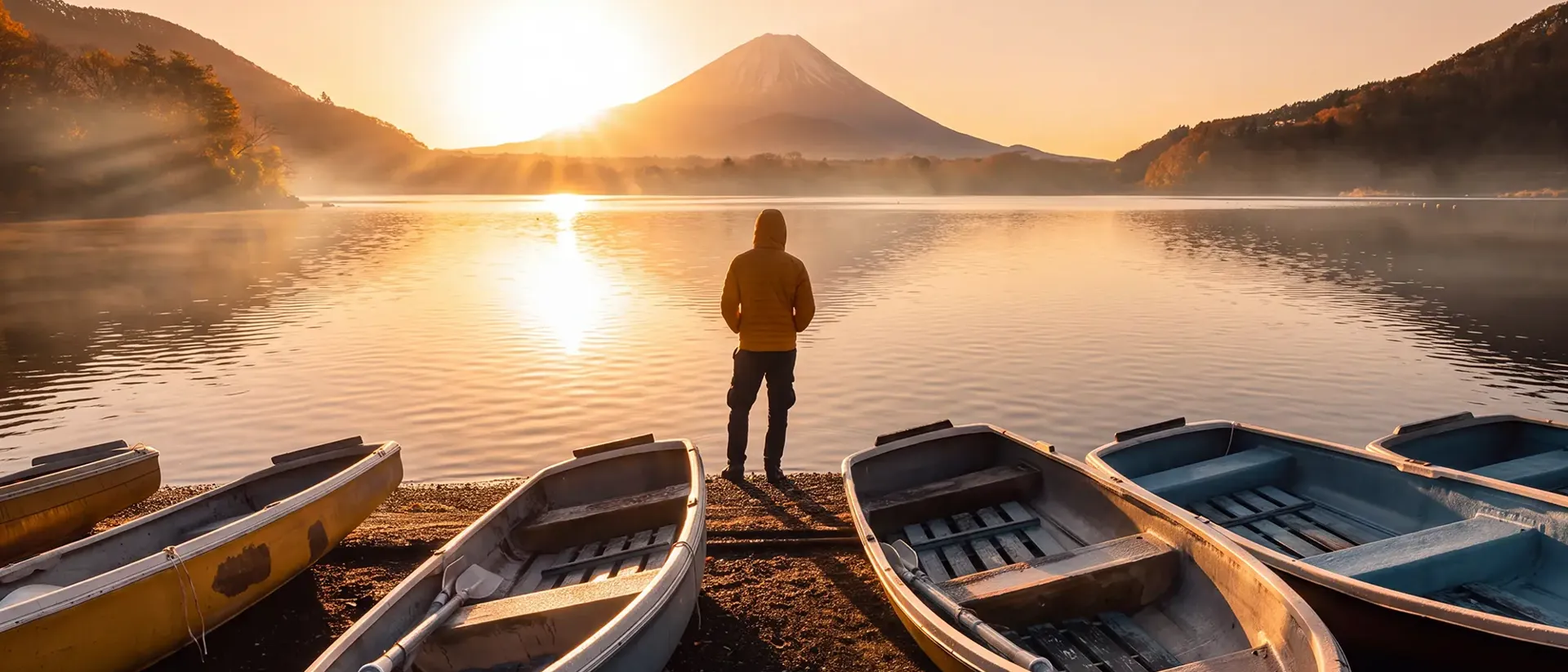 Man on the lake shore