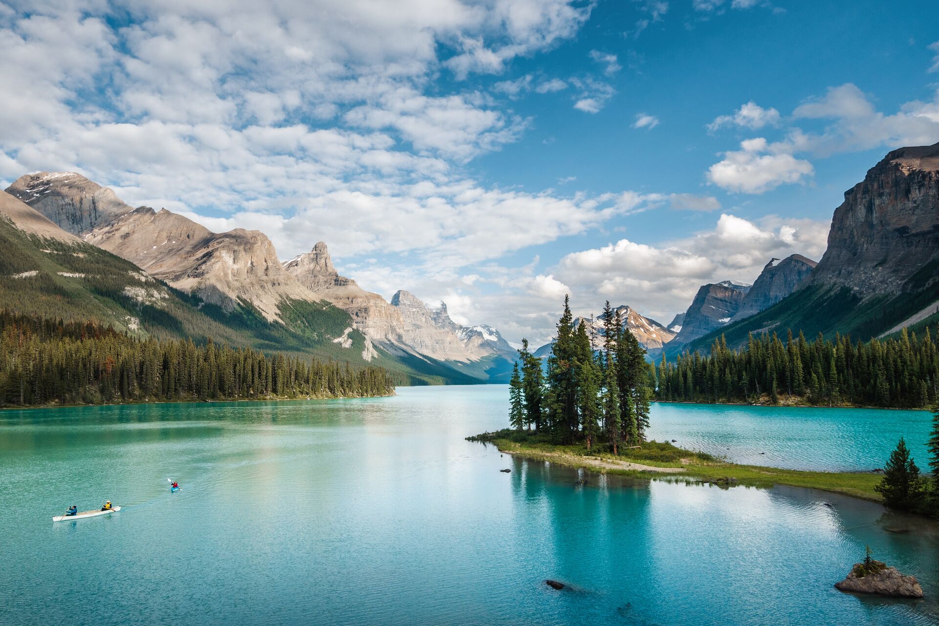 Spirit Island In Maligne Lake, Jasper National Park, Alberta, Canada