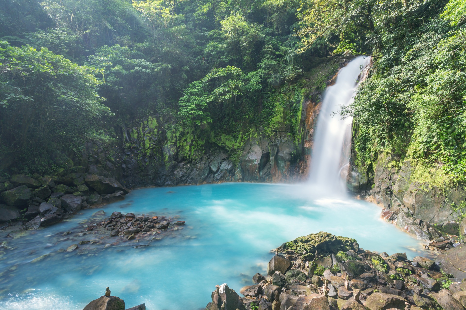 Rio Celeste Waterfall in Tenorio Volcano National Park, Costa Rica