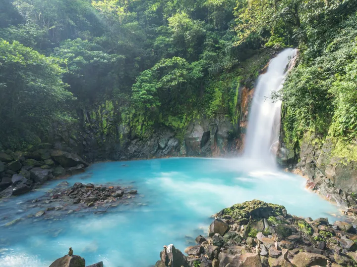 Rio Celeste Waterfall in Tenorio Volcano National Park, Costa Rica