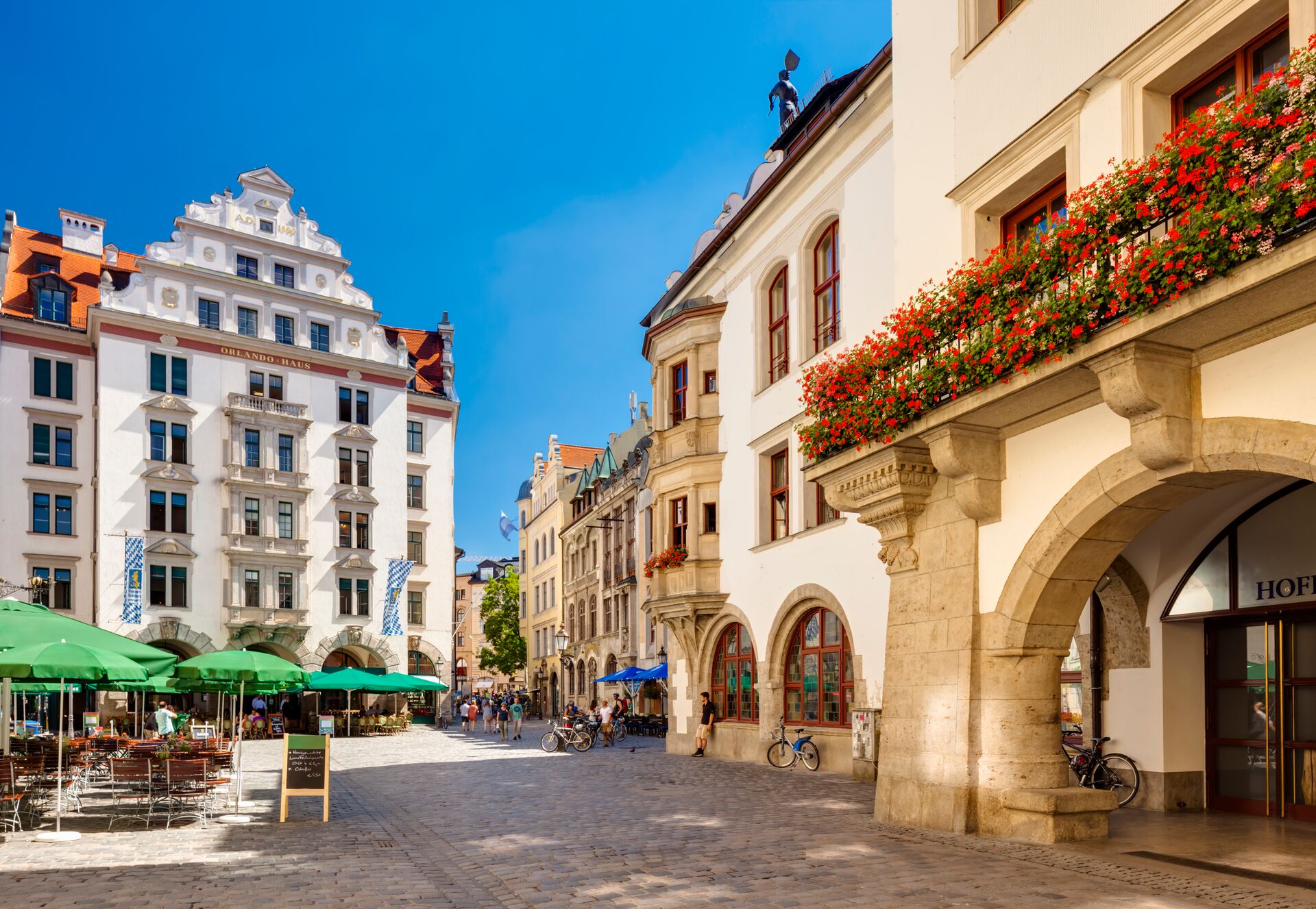 Platzl Square on a sunny day in Munich, Germany