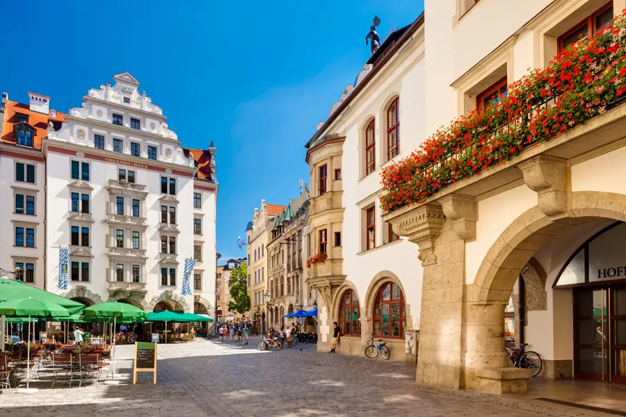 Platzl Square on a sunny day in Munich, Germany