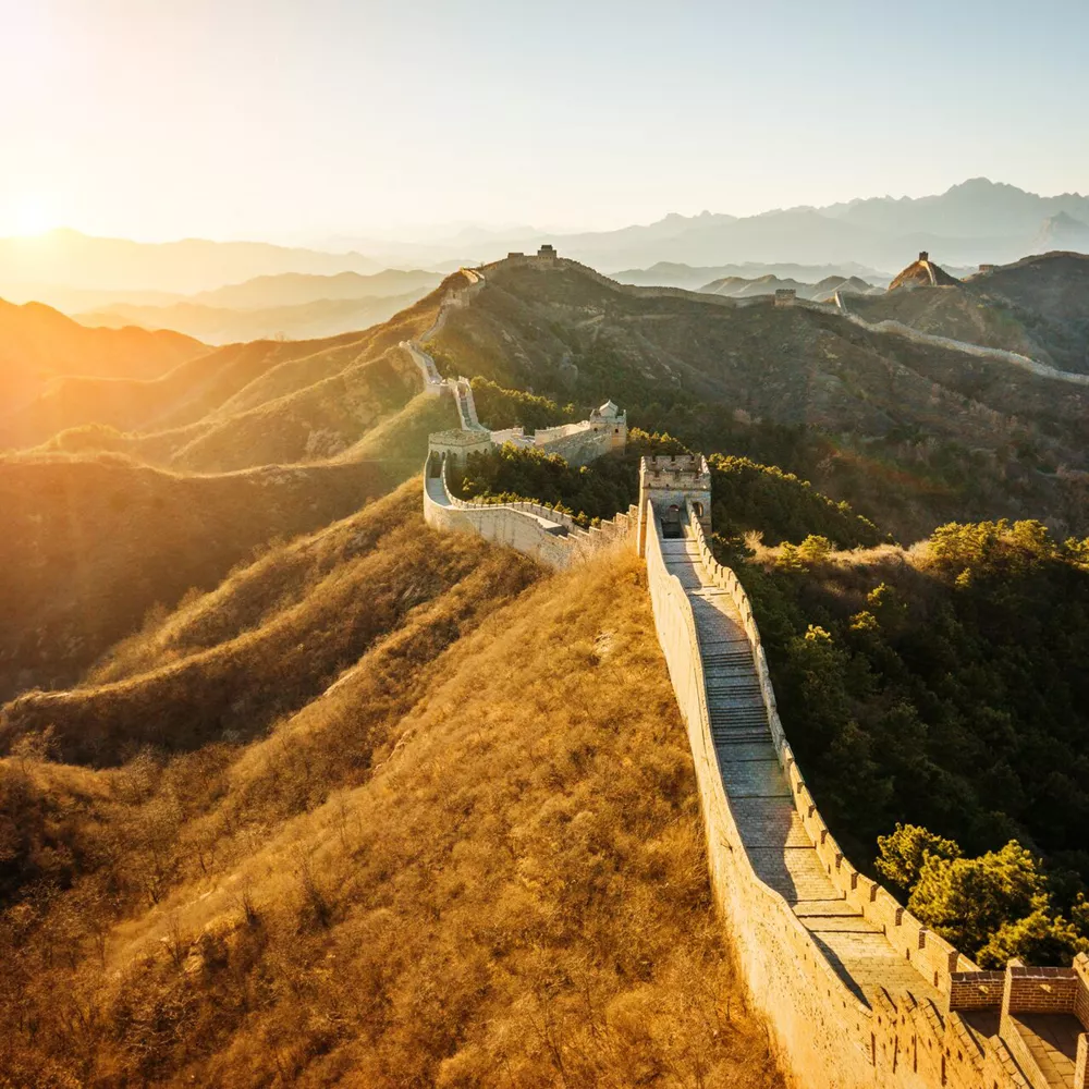 Great Wall of China by sunset