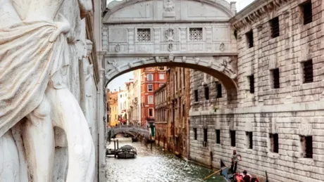 Gondolas under the bridge of Sighs, Venice, Italy