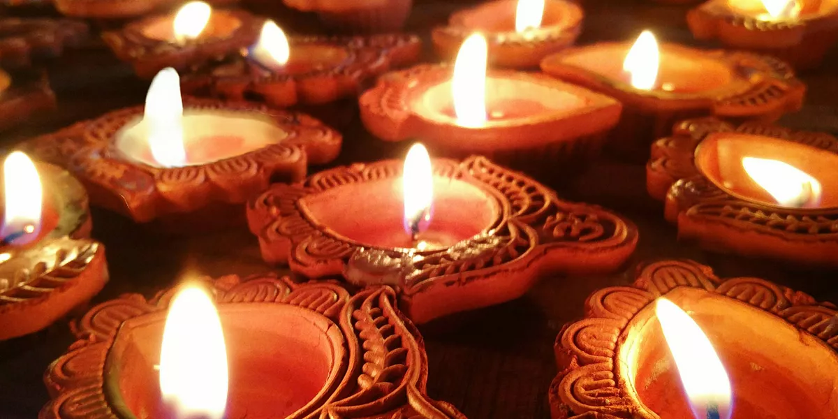 Candles during Diwali celebration