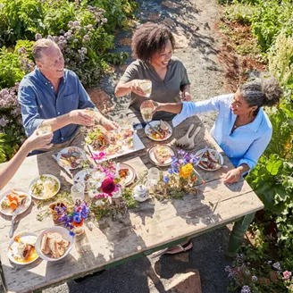 People Dining Countryside