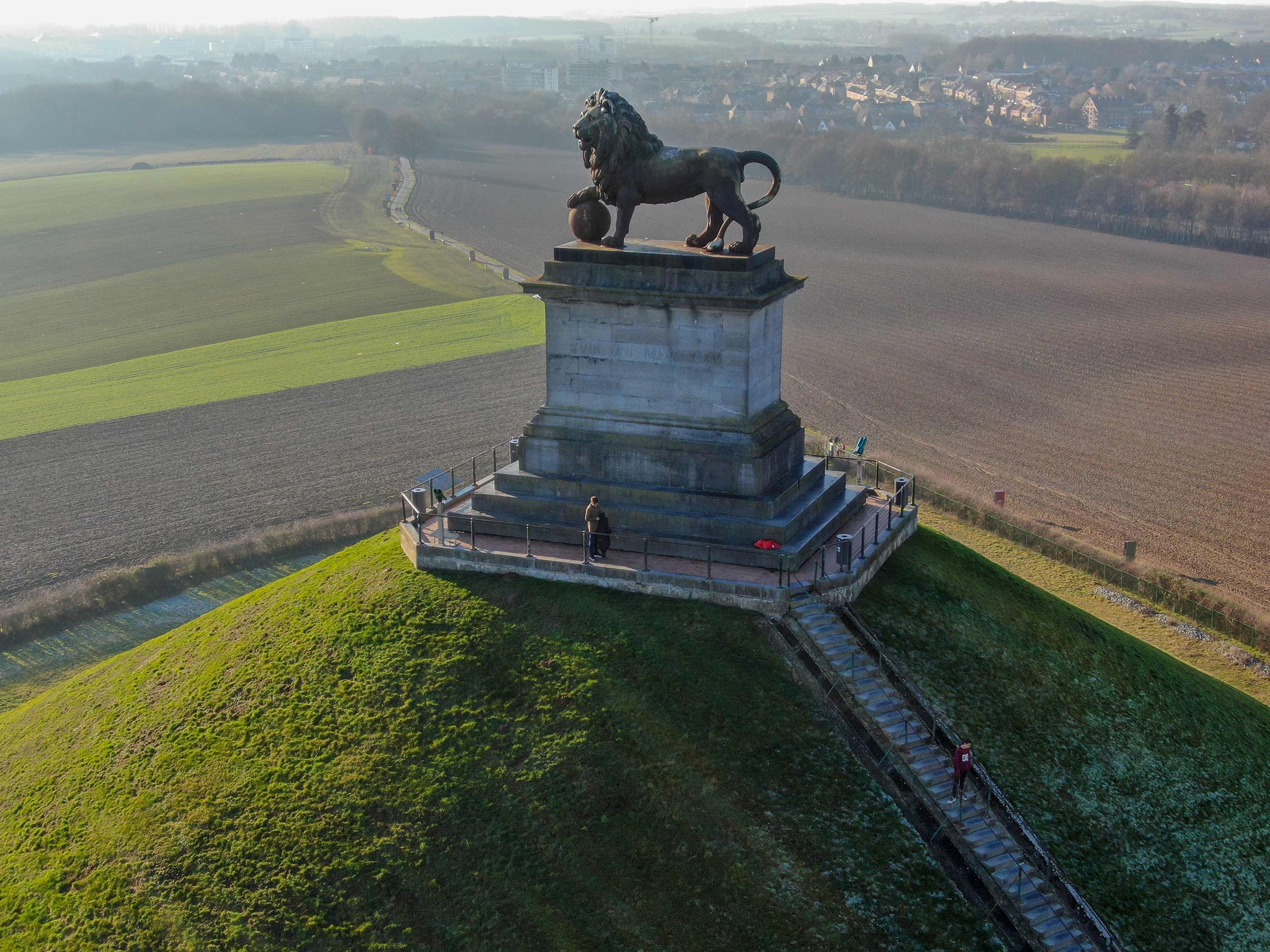 The Lion's Mound statue in Waterloo, Belgium