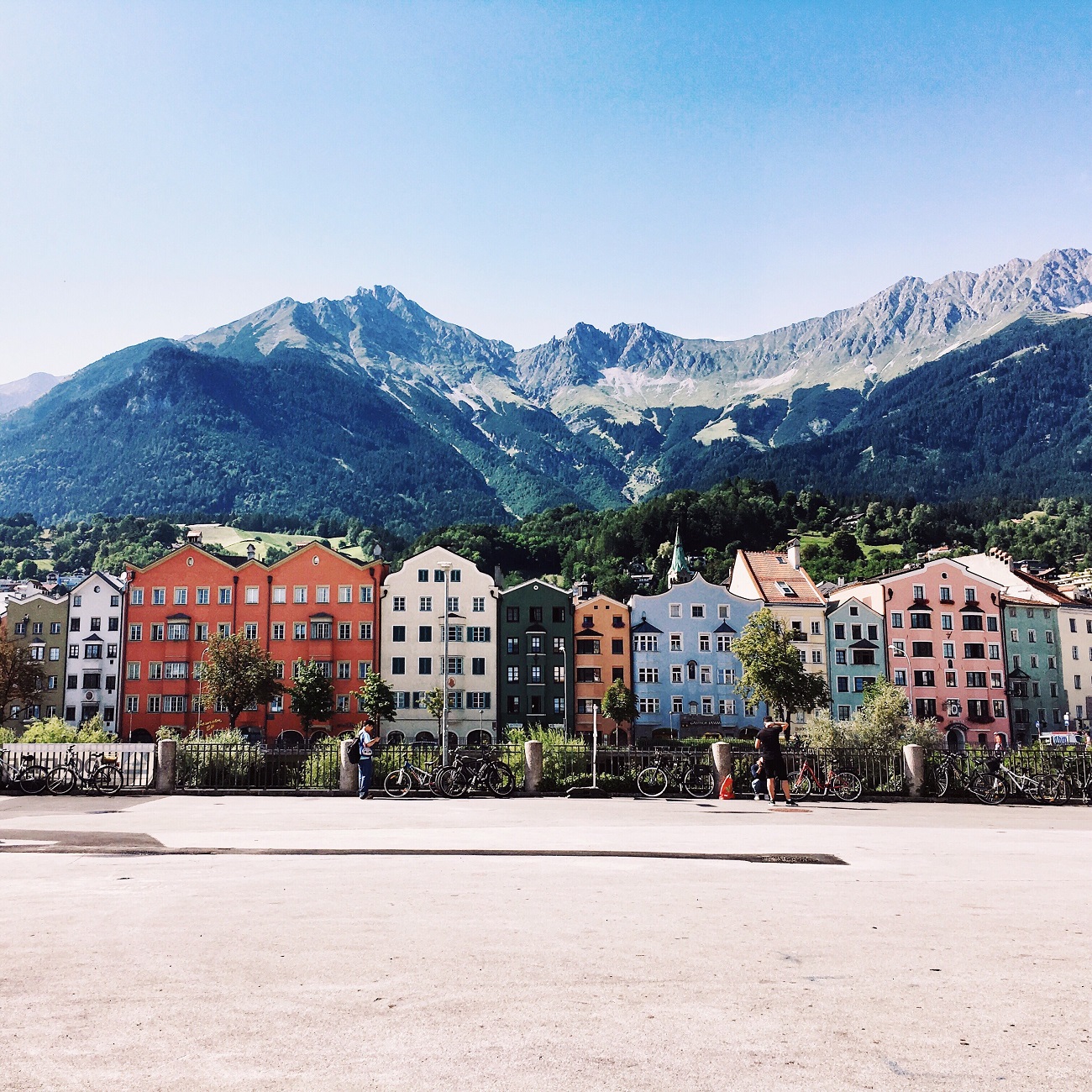 Colourful houses in Austrian alps
