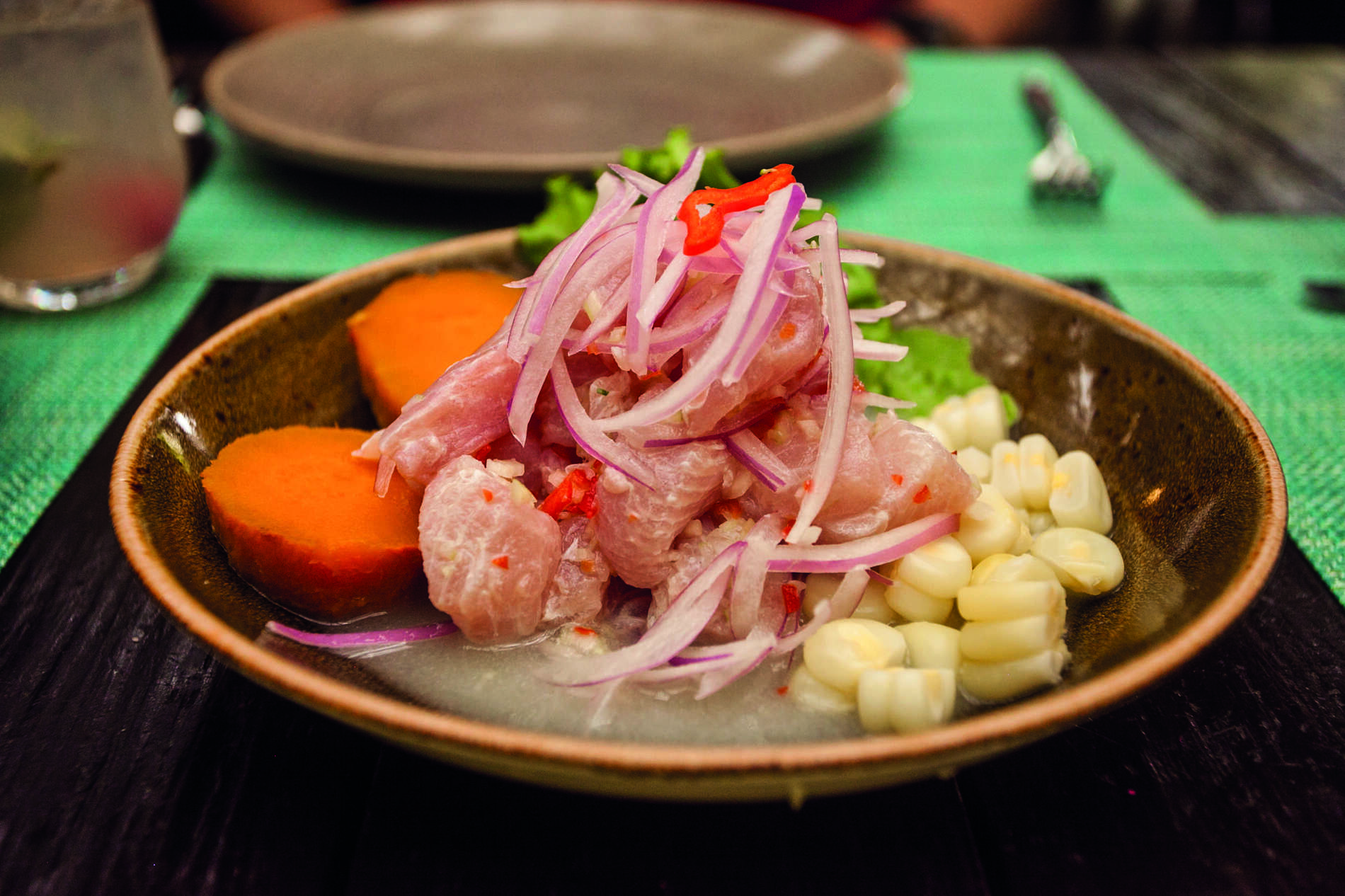 Bowl of Peruvian food