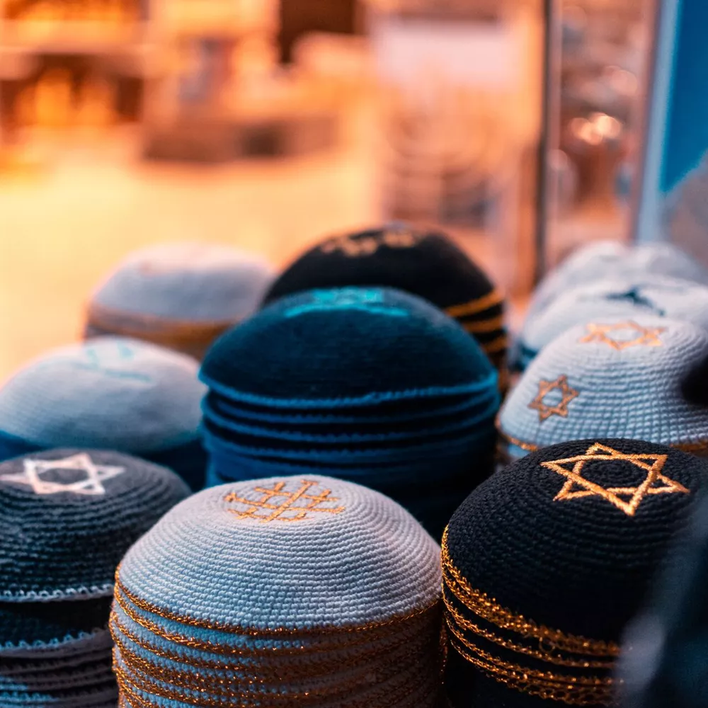 Large High Angle View Of Skull Caps For Sale In Store 1163959381