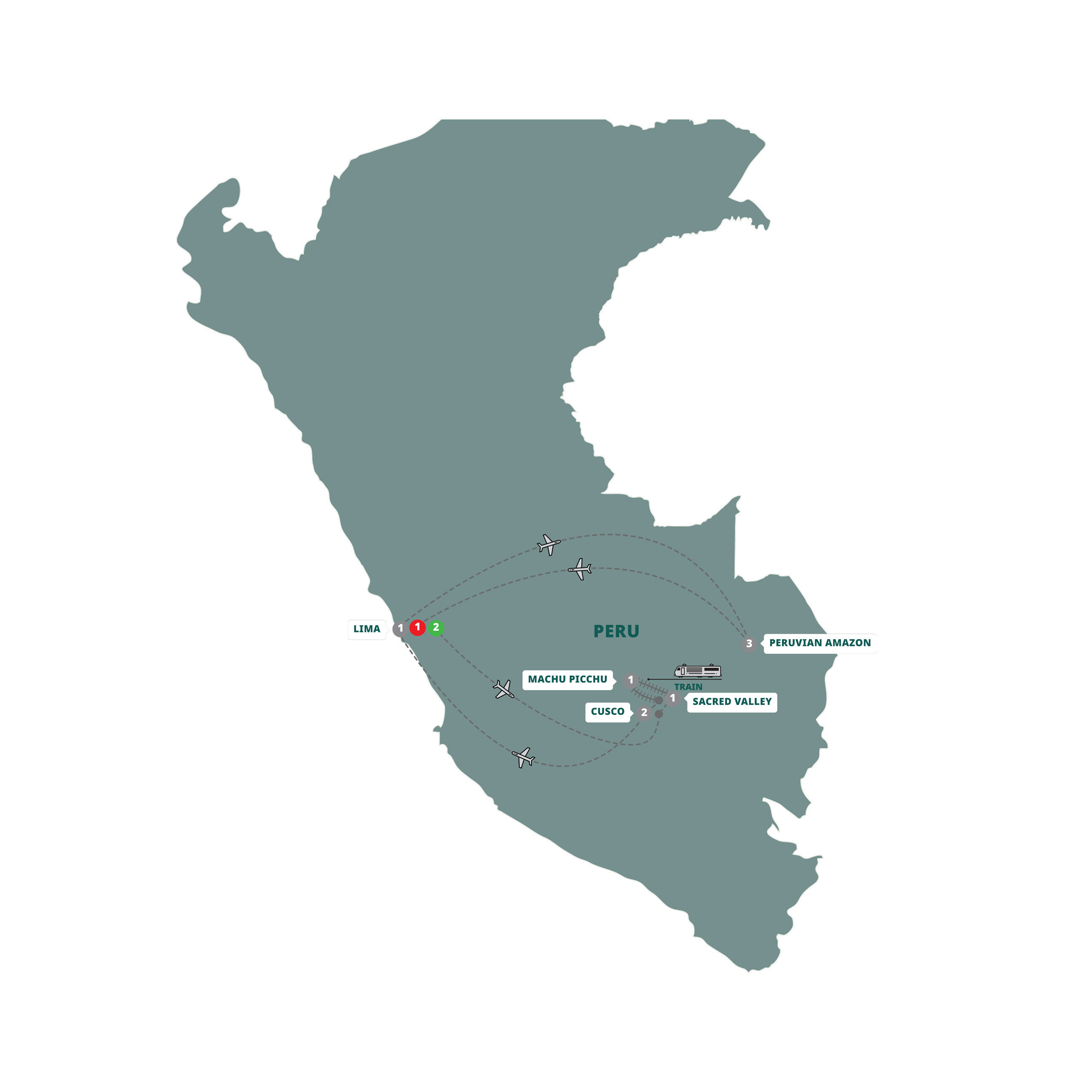 Highlights Peru Peruvian Amazon Guided Tour Map 2025