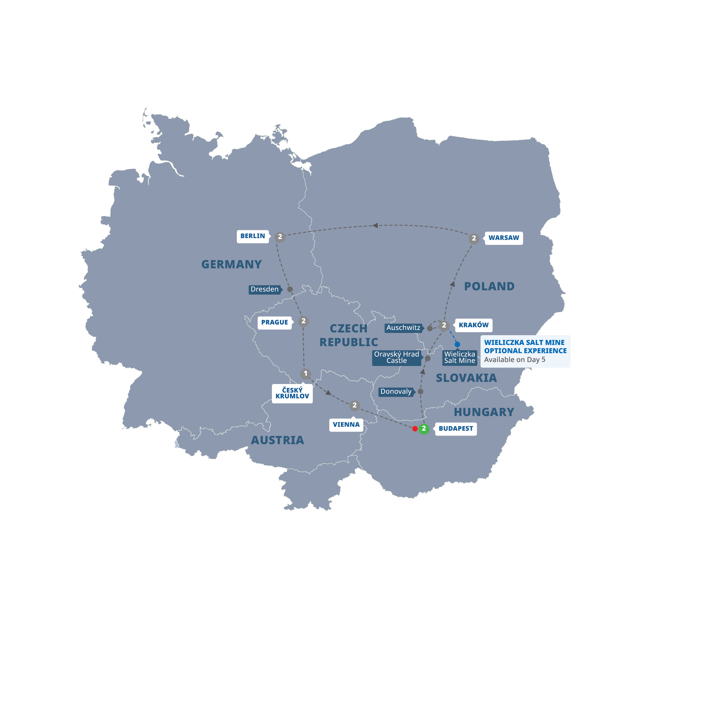 Map Highlights Eastern Europe Guided Tour E958 27 End Budapest