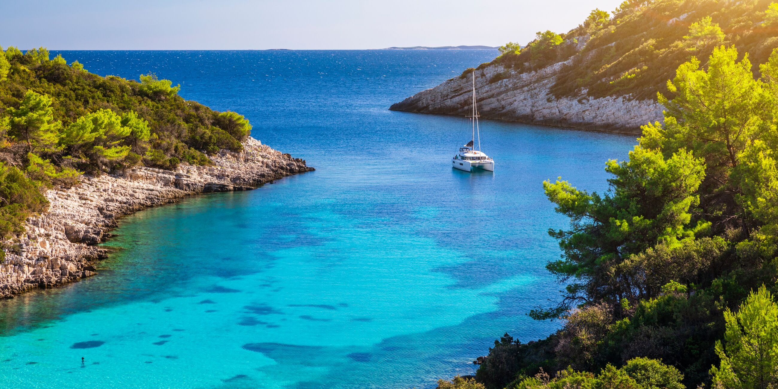 Picturesque Bay With Clean And Clear Water At Hvar Island Croatia