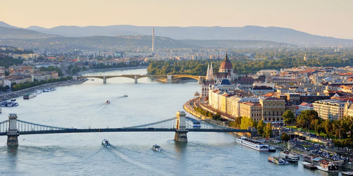 river danube view at sunset Budapest